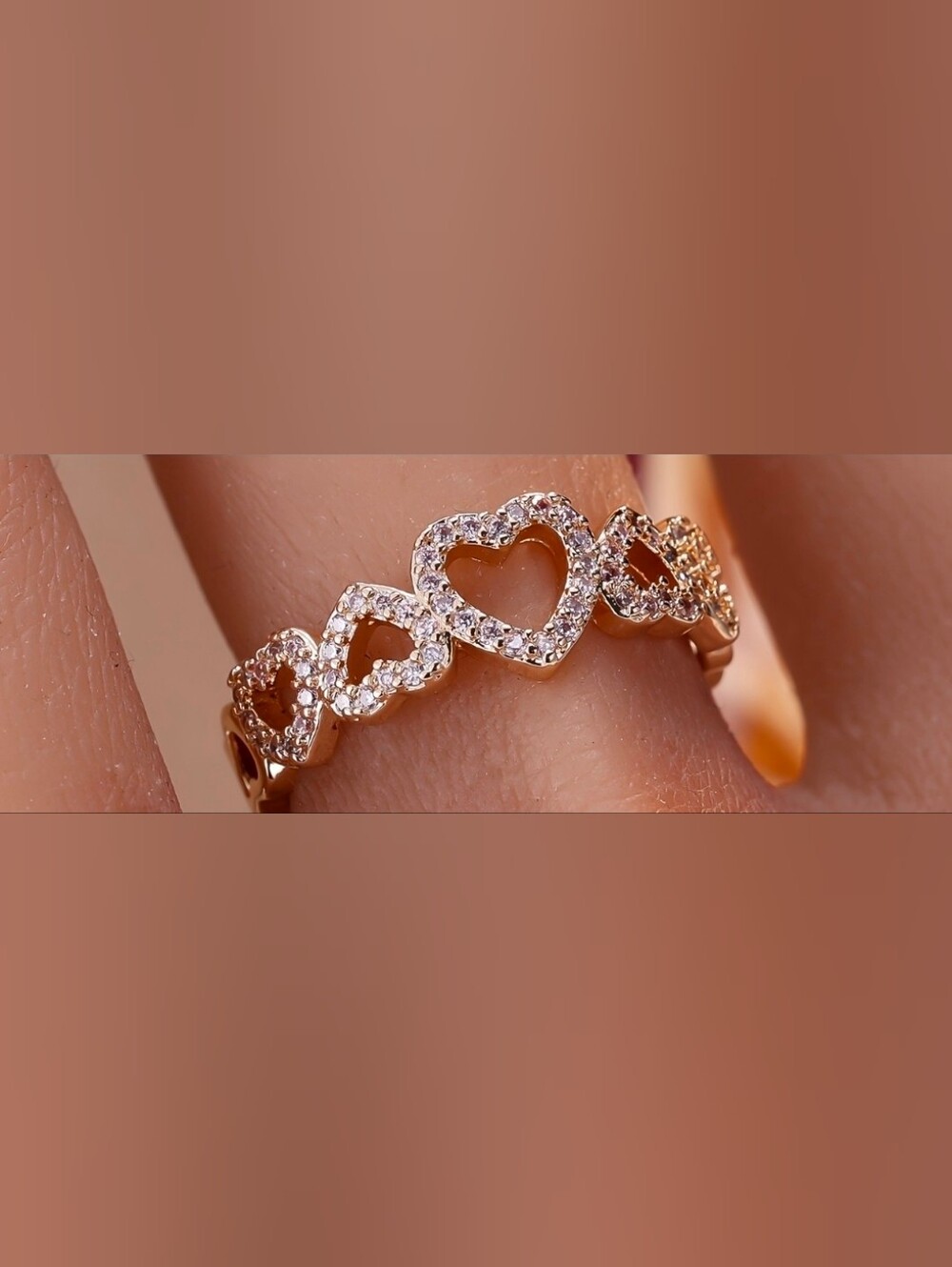 $8 Each Or Bundle 5/$20 Adjustable Gold Heart Link Ring with Clear Stones